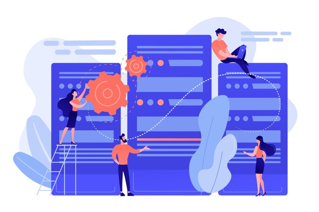 tiny people data center engineers administrator working with servers 335657 2440